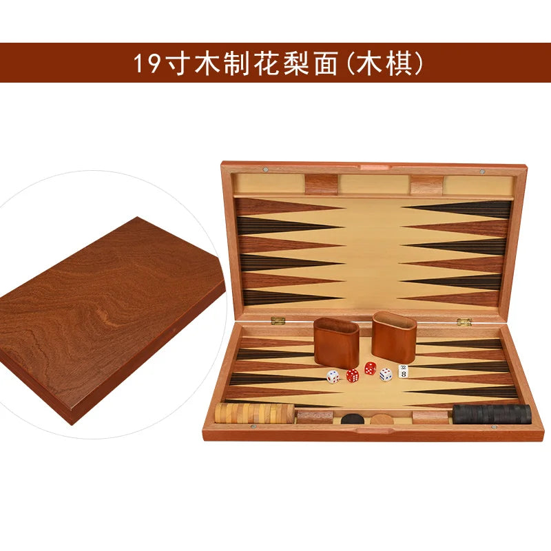 11-19 inch wooden backgammon luxury chess set foldable large board handmade professional family table game gift - 19
