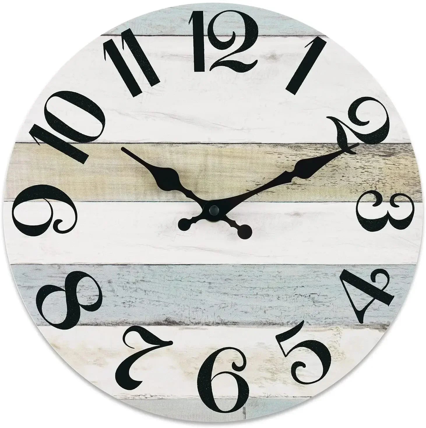 Wall clock 10 inch clockrustic clocks battery operated,silentnon ticking wooden coastal beach for living room bedroom