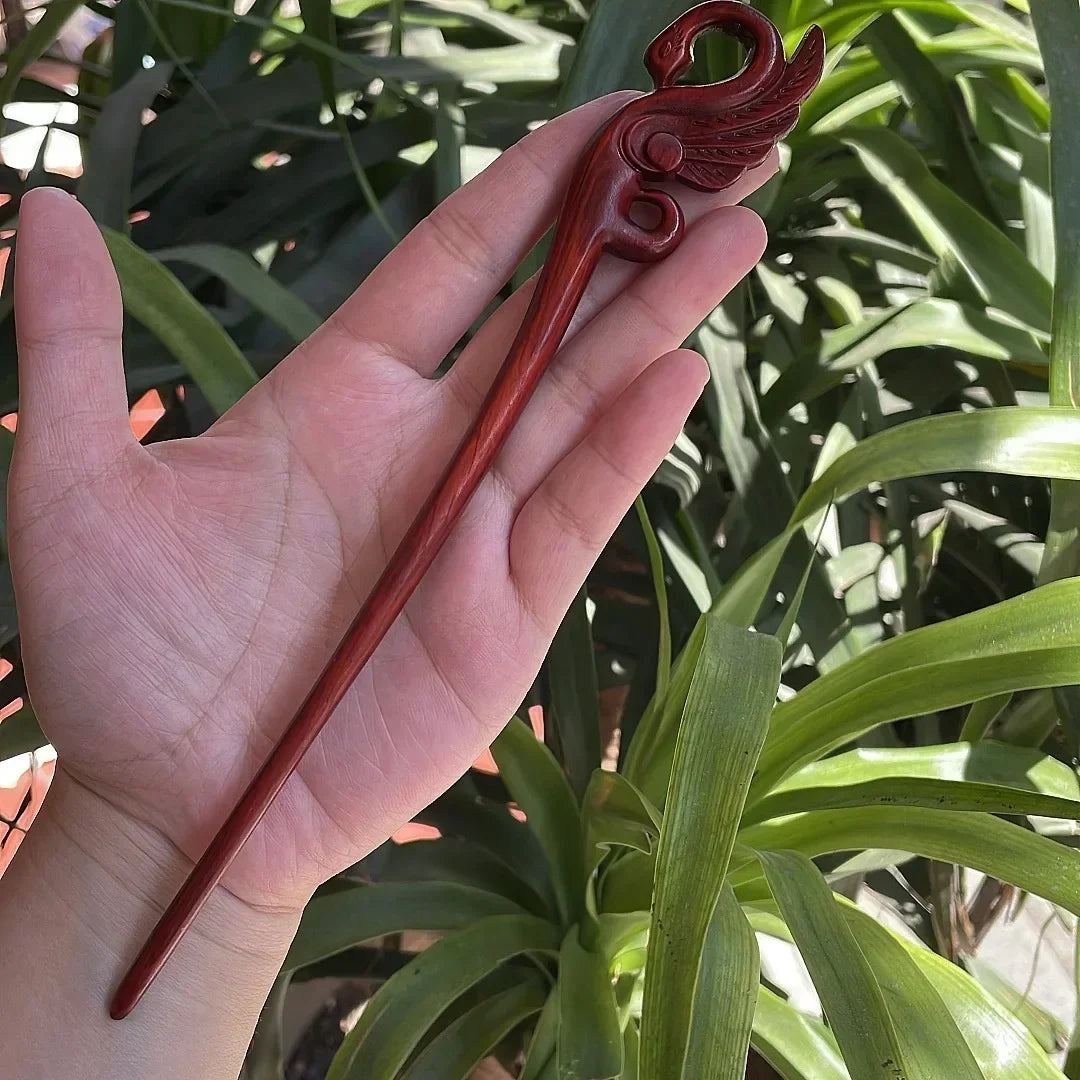 Chinese retro style peach wood handmade carved hairpin hollow out hair stick women styling tools accessories - united