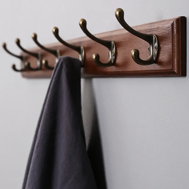 Nordic wooden hooks rack durable wall hanging bathrooms bedroom clothes hats hangers corridor lobby bag keys goods