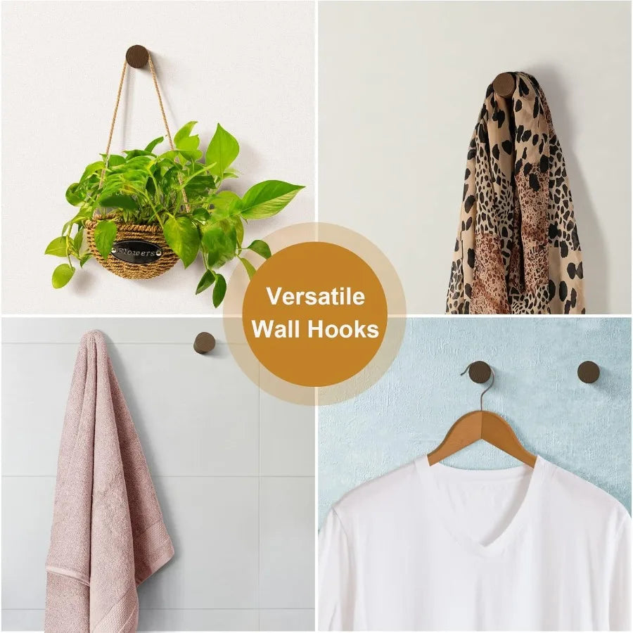 Wood wall hooks 6 pack natural wooden coat mounted handmade rustic hat heavy duty entryway hangers for ha - united