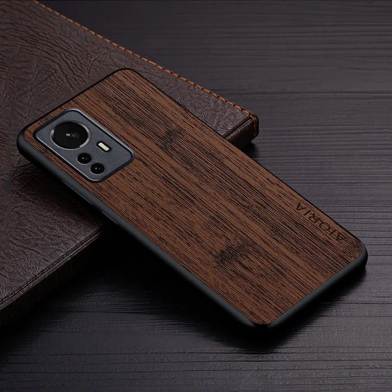 Case for xiaomi mi 12 pro 12x 12t 12s ultra lite 5g funda bamboo wood pattern leather luxury coque xiaomi case cover