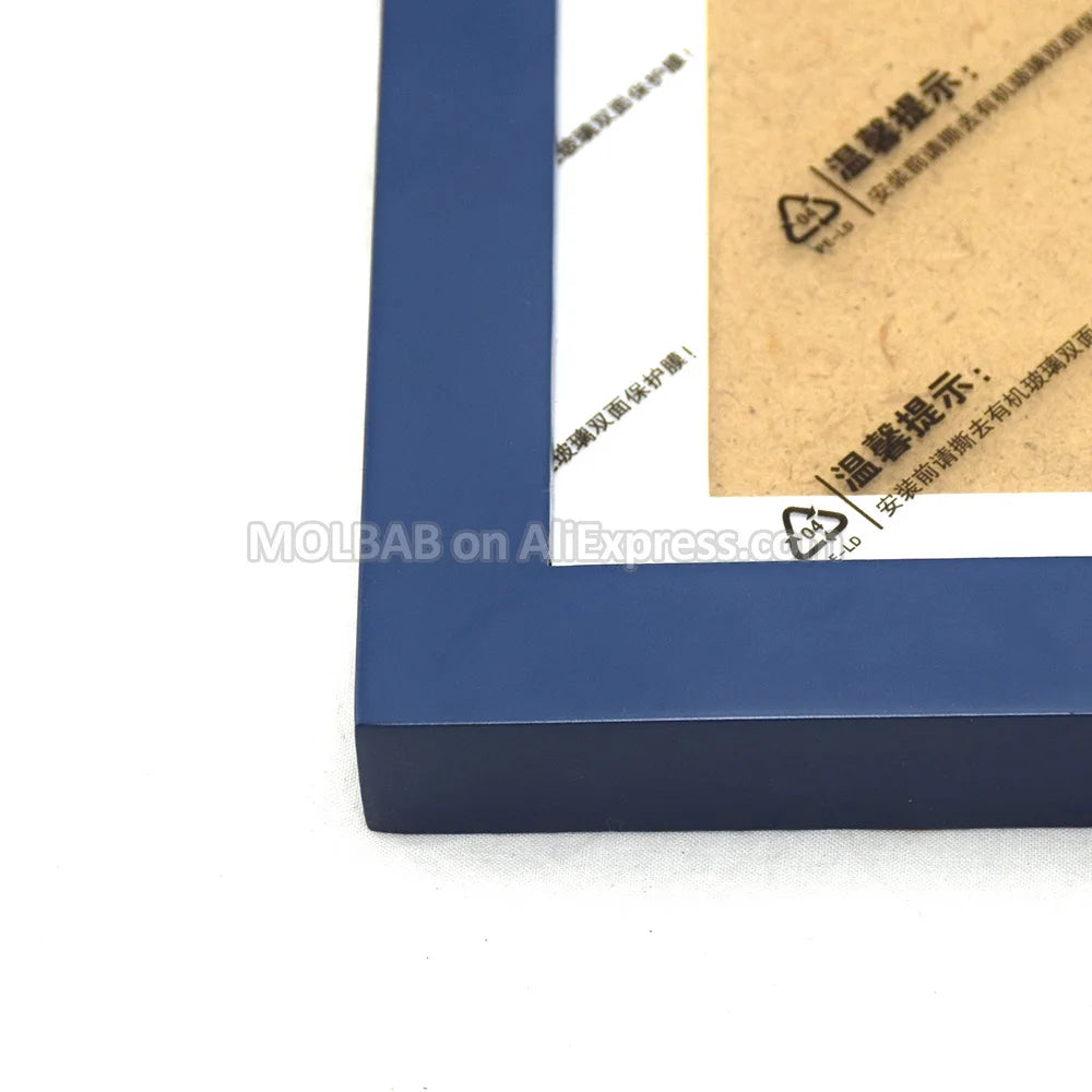 Wooden wall mounted picture frame modern brief style flat molding border with photo mat decoration 7/12/16 inch