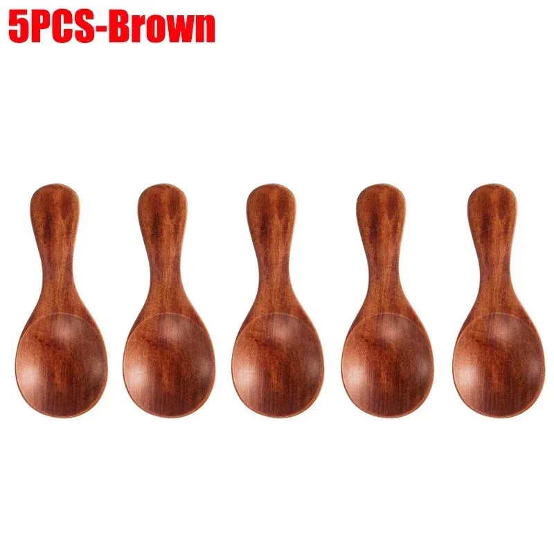 Customized short handle small natural wooden spoonstea coffee kitchen spice condimentsalt sugar enduring mini spoon