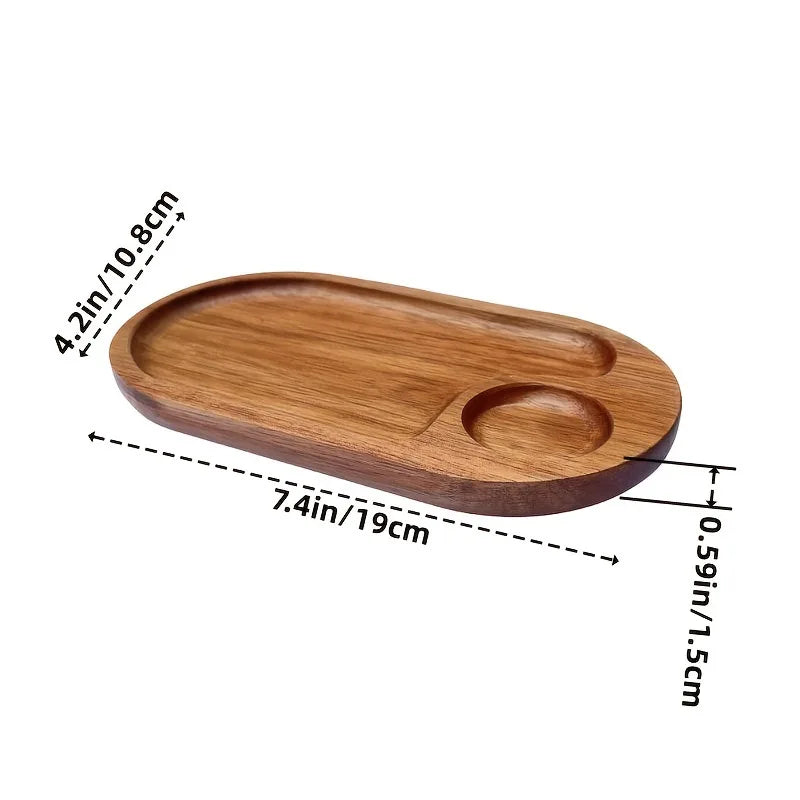 Japanese solid wood fruit plate factory wholesale wooden tray multi-size high-value snack - short oval / 6 inches