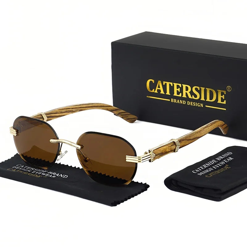 Caterside new natural solid wooden sunglasses men boundless round fashion sun glasses women party business outdoor