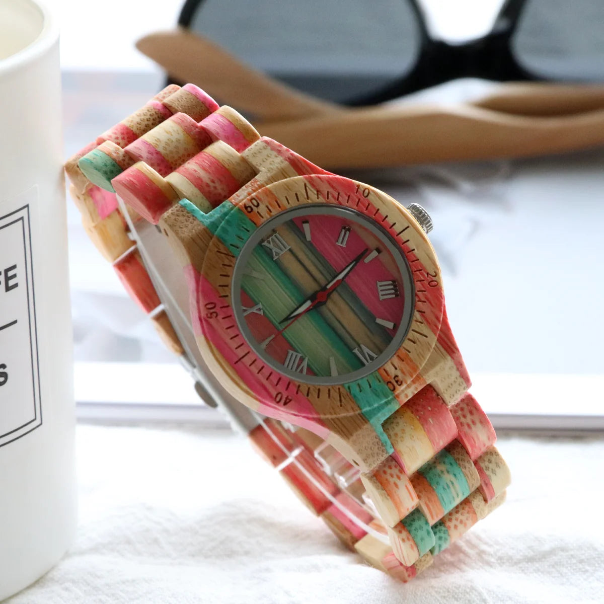 Women’s watches multicolor bamboo wood bracelet natural clock quartz wrist watch for woman ladies gifts