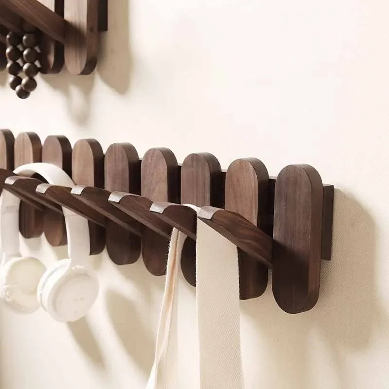 Luxury wall coat rack walnut wood clothes dress hanger hooks backpack pants interior furniture bedroom clothing storage