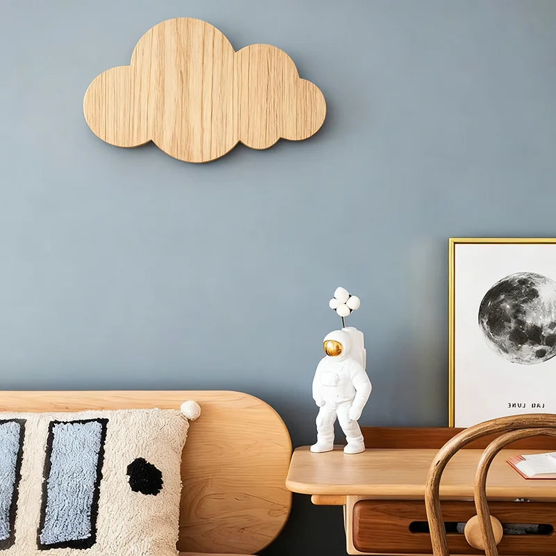 Modern led wall light creative wood cloud dimmable lights decor bedroom eye protection energy-saving bedside lamps