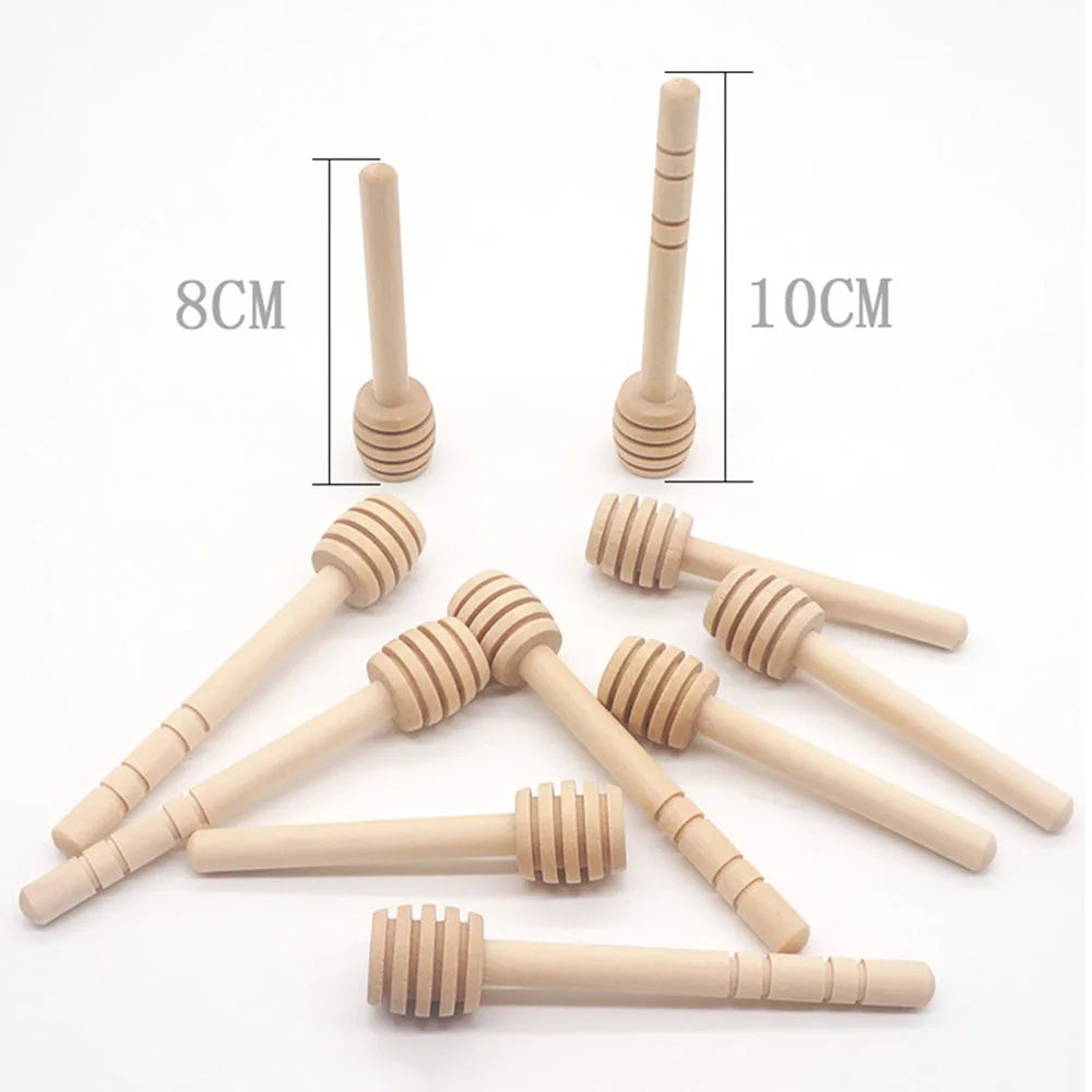 100pcs honey stir bar mixing handle jar spoon practical 50/20pcs wood dipper long stick supplies kitchen tools - 8cm