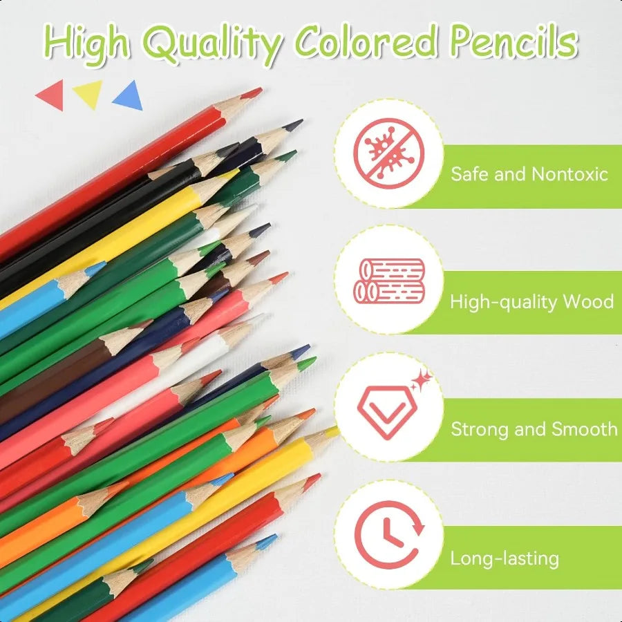 Colored pencils bulk 12 assorted colors coloring set for adults drawing sketch back to school woodcase lead - united
