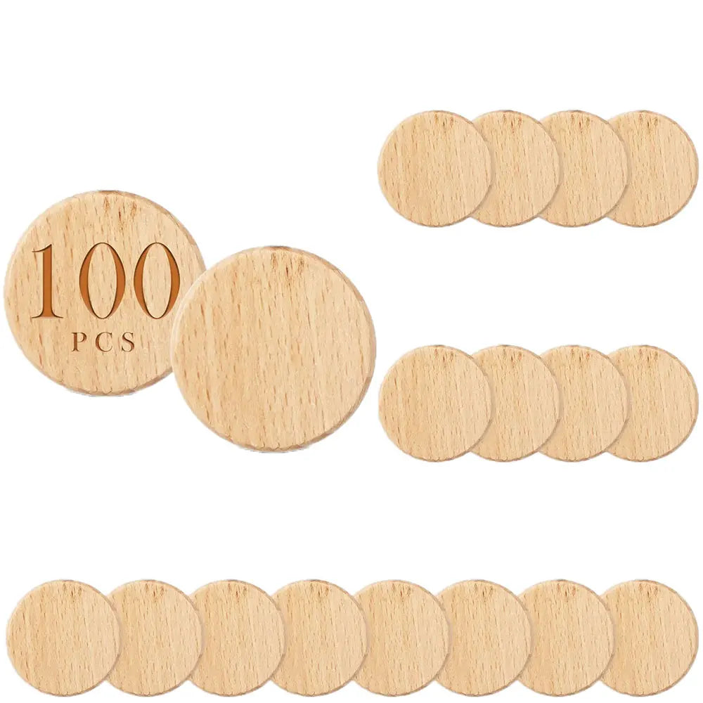 100pcs wood blanks keychain key chain square shaped wooden keychains for diy gift craft supplies - round