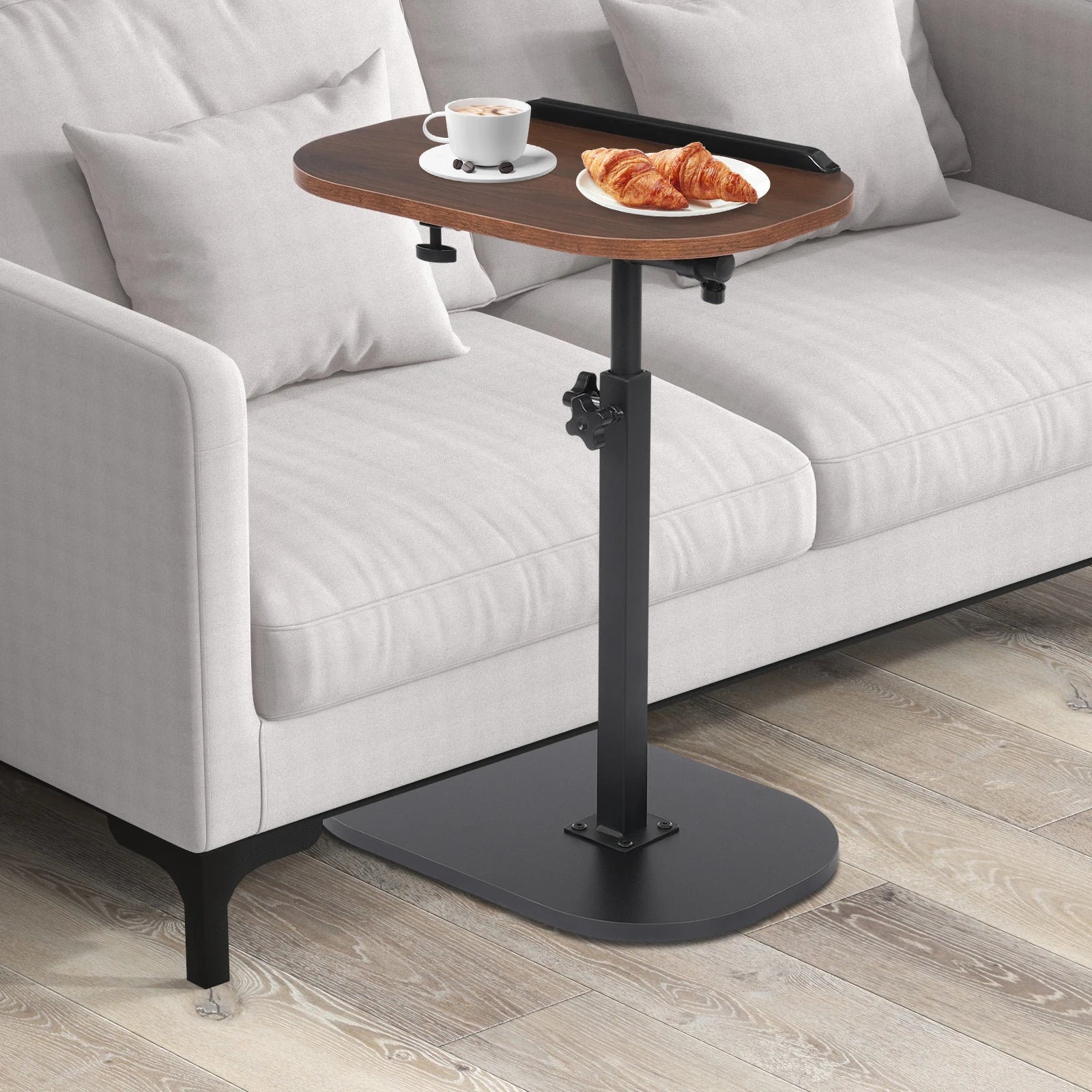 C-shaped side table small coffee height adjustable with 320 ° tiltable & 360° rotatable tabletop
