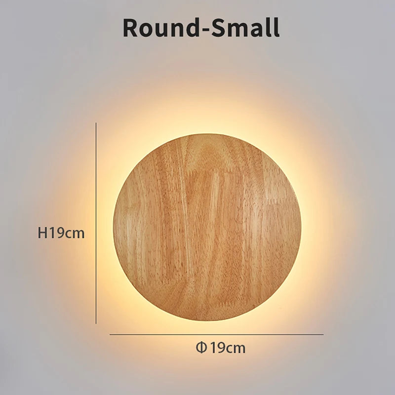 Nordic led wall light modern original circular wooden personalized bedside bedroom staircase hanging - circular-8w