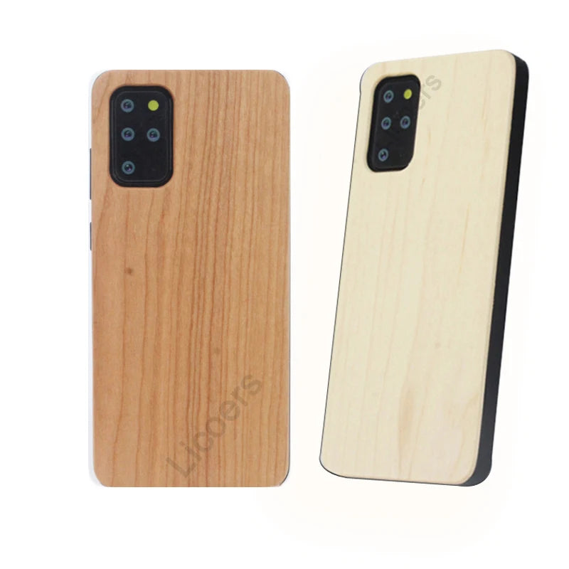 For samsung galaxy s25 s24 s23 s22 s21 fe note 20 s20 ultra plus case thin solid natural wood cherry walnut bamboo