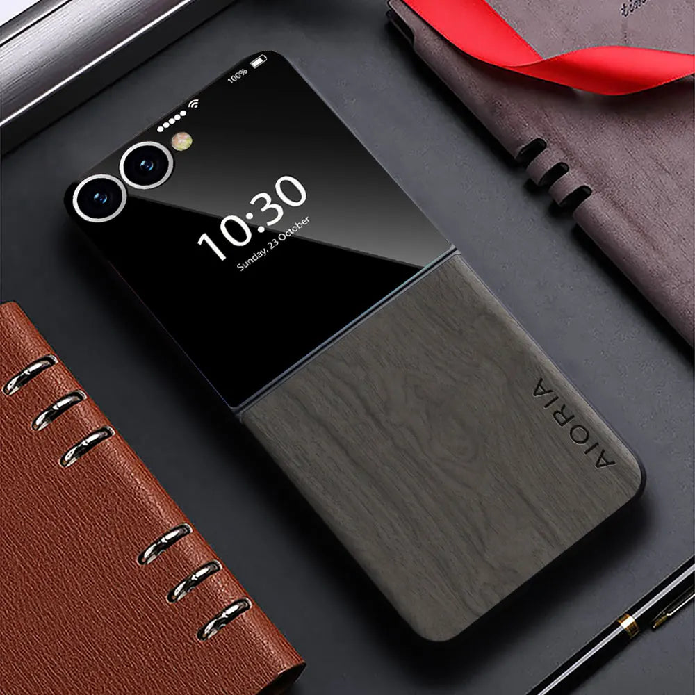 Case for samsung galaxy z flip 7 6 5 4 3 5g funda bamboo wood pattern leather cover galaxy z flip7 flip6 flip3 flip5