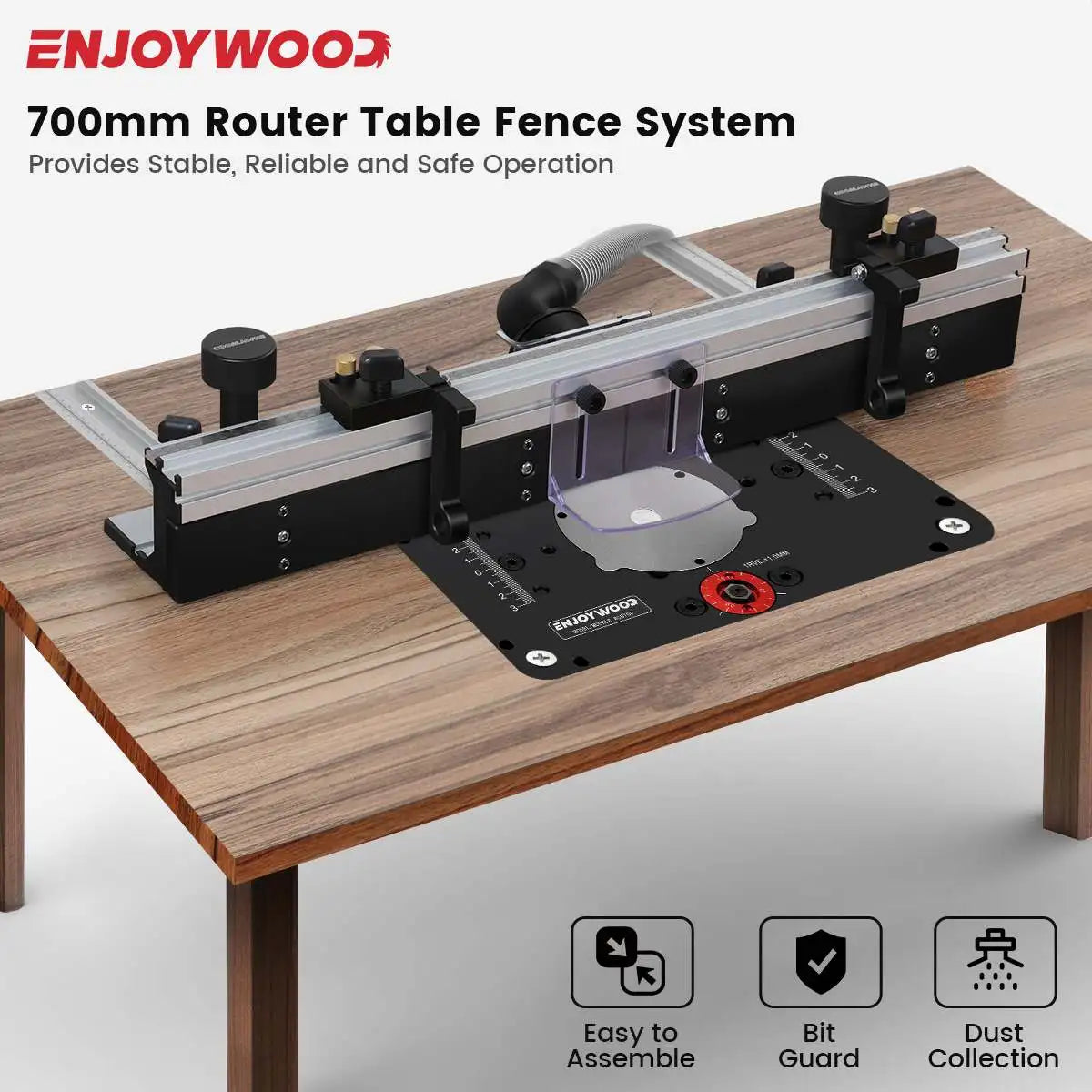 700mm woodworking router table fence aluminium alloy profile with 300mm t-track sliding brackets bit guard by enjoywood