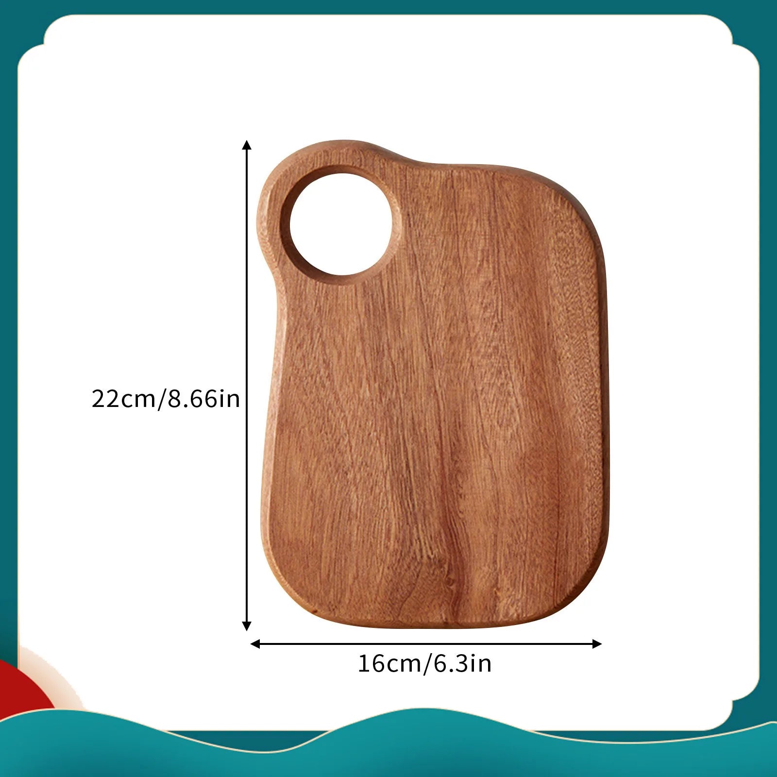 Carved wooden cutting board fruit water cup children’s dining plate steak - 22x16x2cm / one size