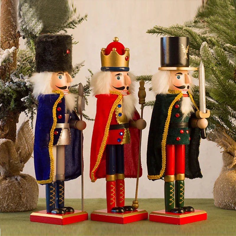 Christmas nutcracker decoration puppet solider cloak king wooden doll walnut handcraft figurine home office decor merry
