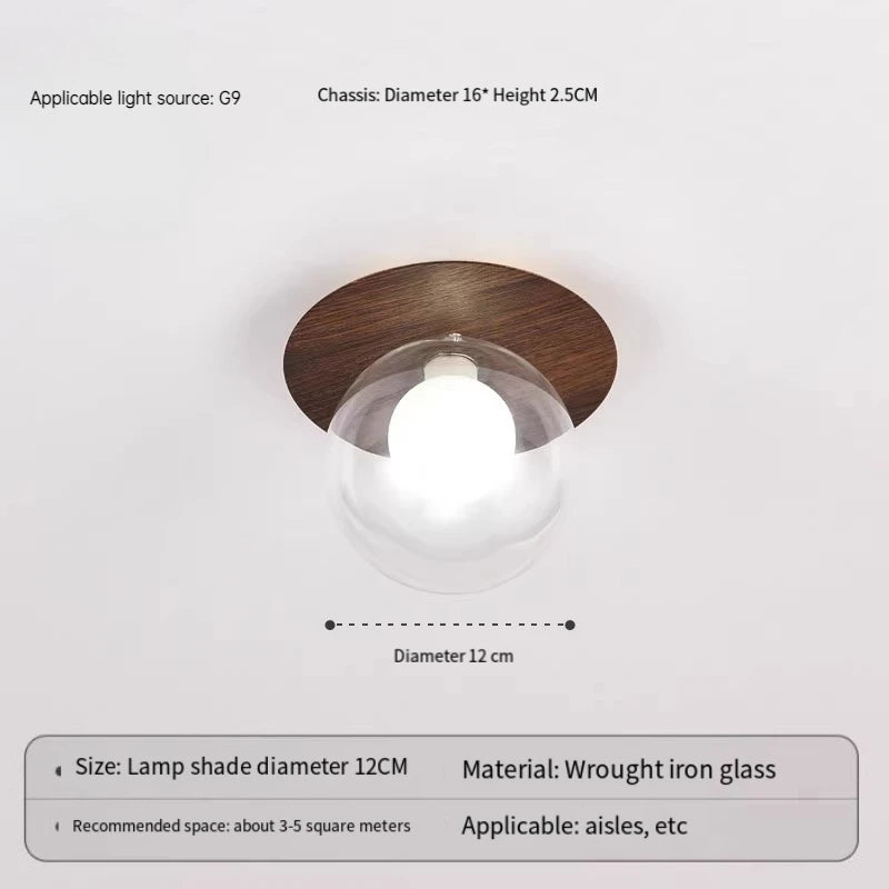 Creative wood grain ball corridor lamps glass luxury ceiling light new simple entryway balcony aisle - d1