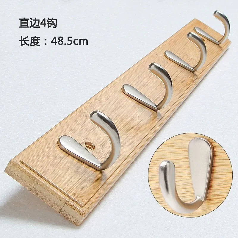 Simple bamboo wooden hanging clothes hook wall decoration fitting room hangers entrance door hats keys goods storage
