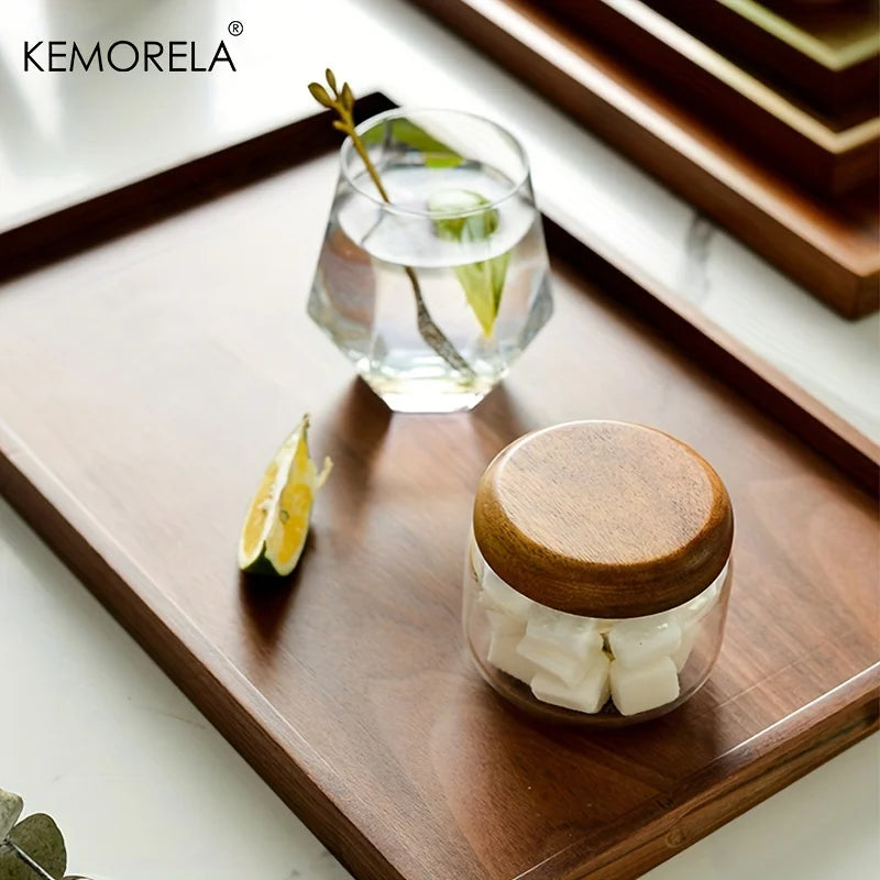 1pcs retro wooden rectangular storage trays hotel dessert dinner tea food tableware serving tray home kitchen