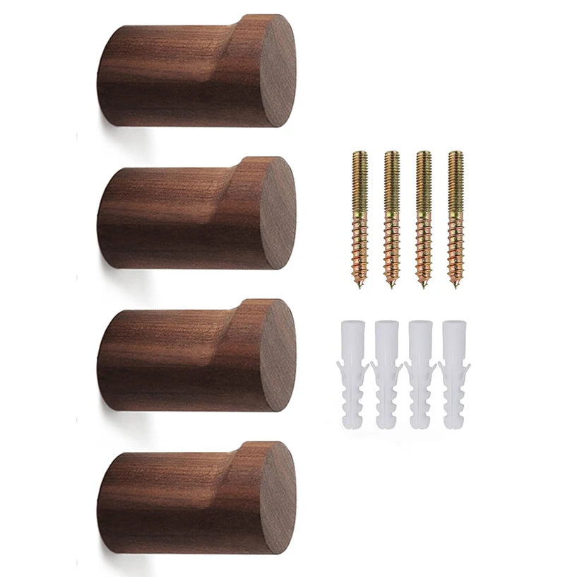 4pcs natural wooden coat hooks wall mounted handmade rustic hat entryway hangers for hanging towels clothes bags