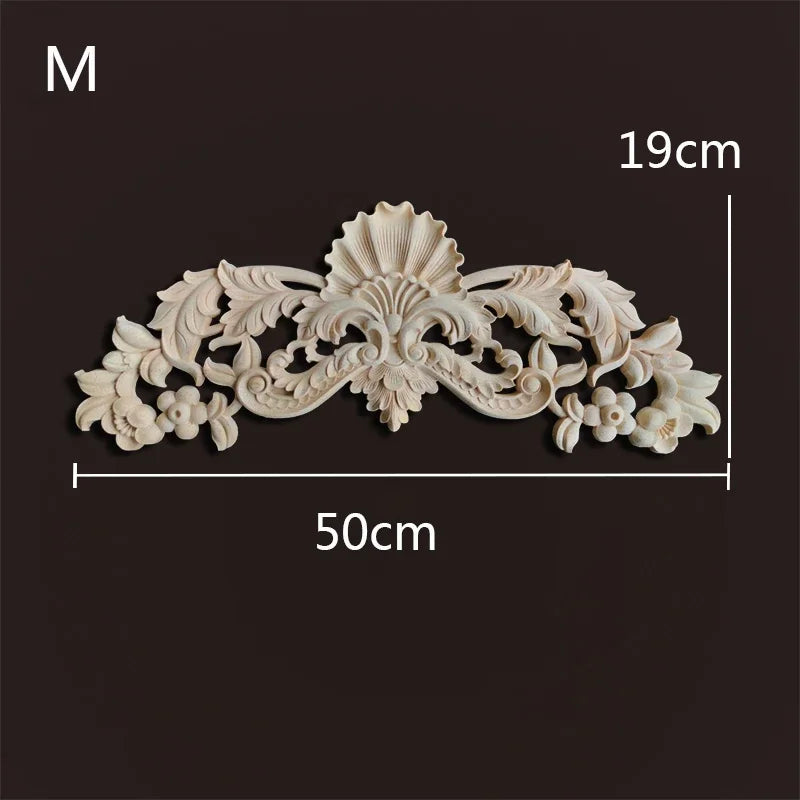 Europe wood appliques molding decals for furniture home decor carving onlays flower background wall decoration