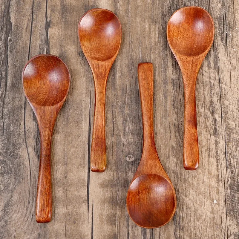 1/20x reusable wooden spoons for dinner coffee milk dessert home kitchen spice condiment salt sugar spoon tableware