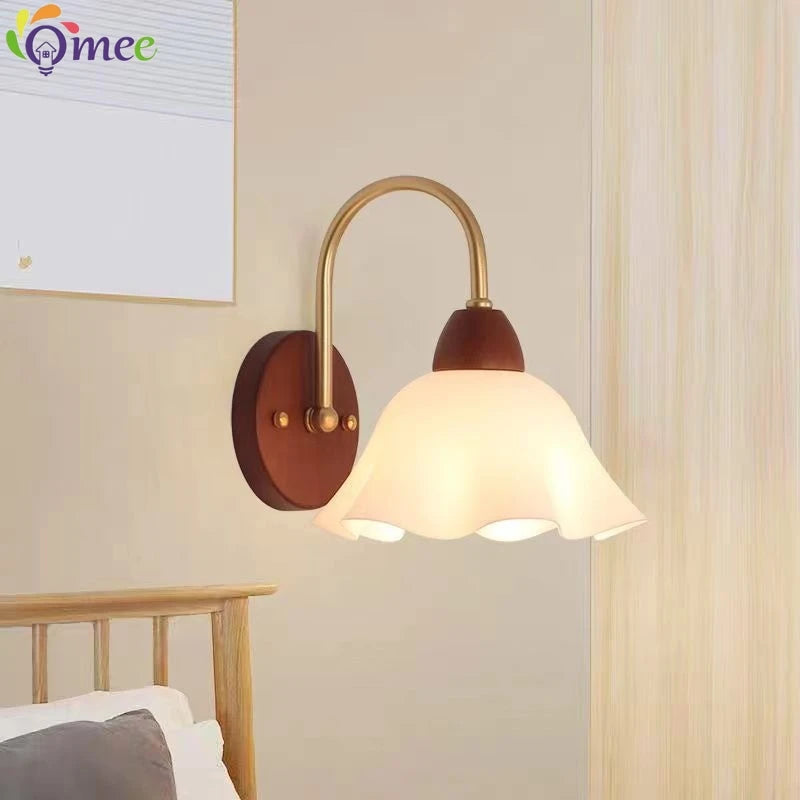 Modern indoor wall light lamp suitable for bedroom bedside living room home decor fixture wooden vintage led lamps