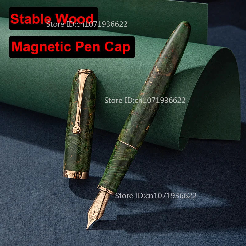 Sublime hongdian a10 stable wood fountain pen magnetic cap premium calligraphy f blade nib writing gifts office supplies