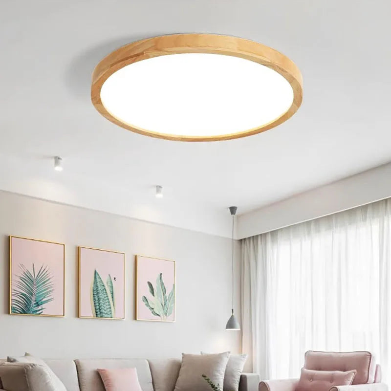 Nordic ultra-thin led wooden ceiling lights for living room bedroom lamp wood fixture lamp modern acrylic lampshade