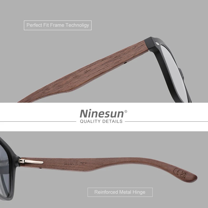 Ninesun walnut sunglasses wood high quality polarized men’s mirror lens glasses uv400 women fishing driving for holiday
