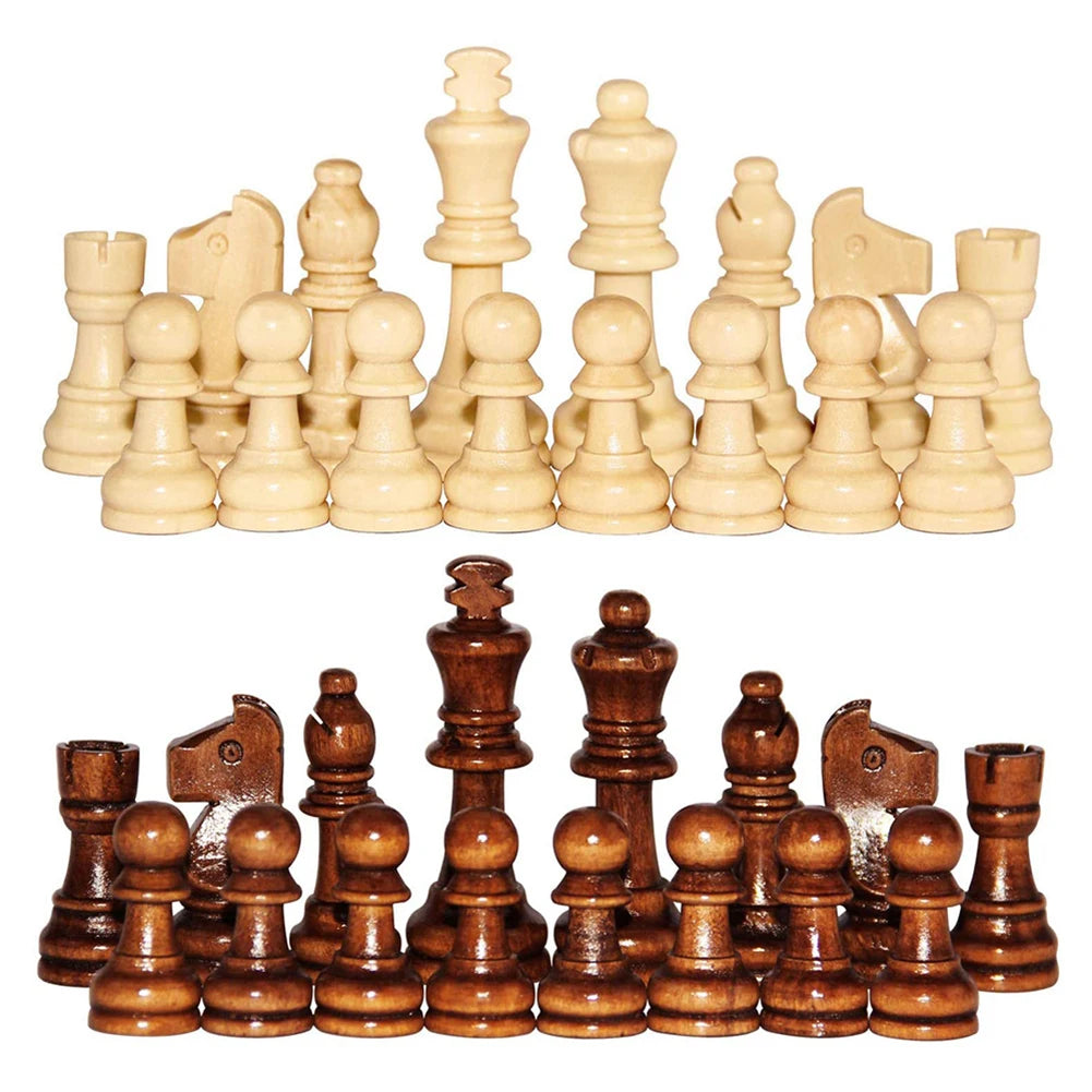 Wooden chess game pawns standard tournamen staunton 32pcs figurine pieces 2.2in king figures for board - red / france