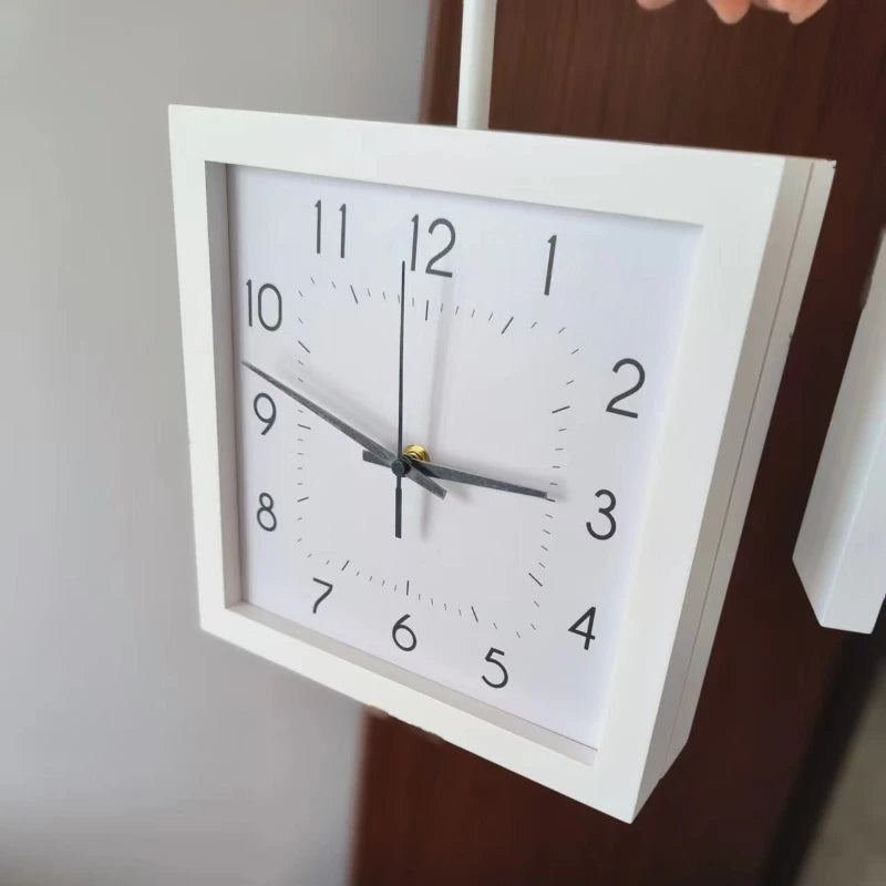 Wooden double sided wall clocks silent corner japanese style interior room decorative framework desk decorations