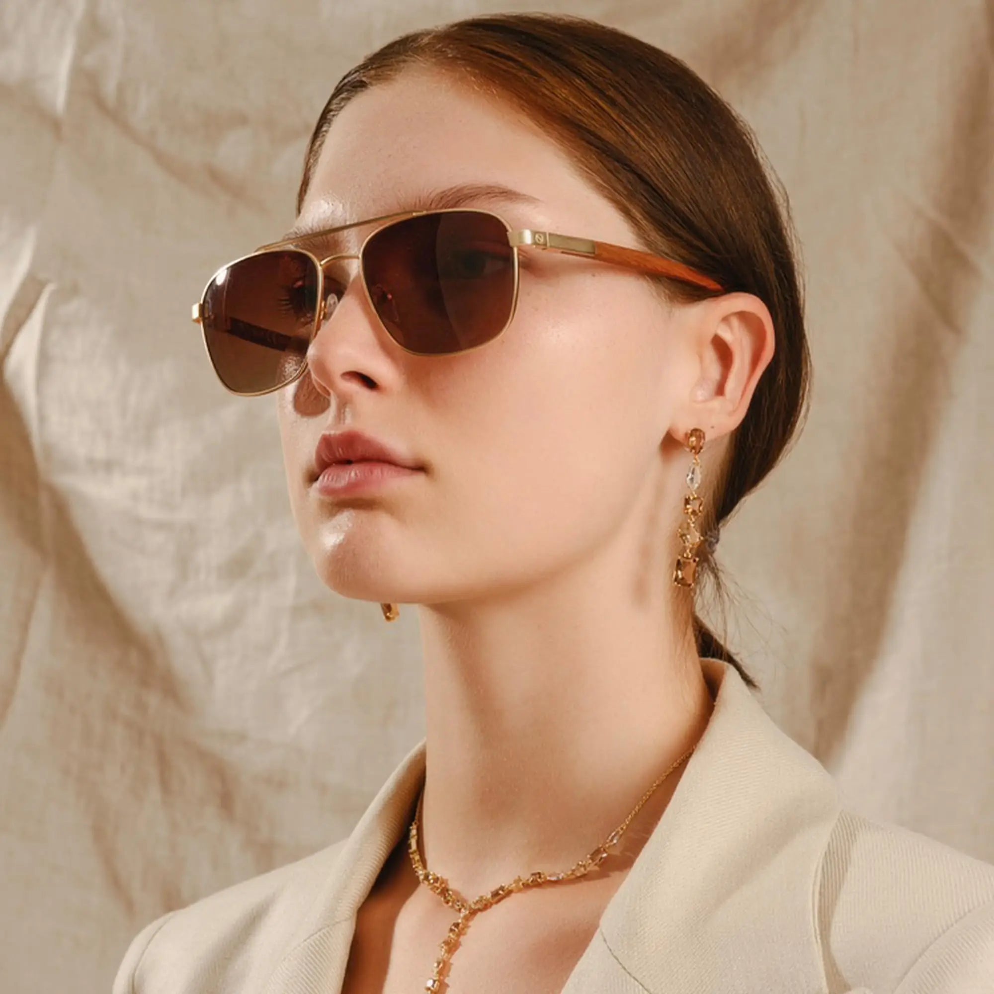 Zenottic 2024 fashion polarized sunglasses pilot sun glasses unisex classical wood spring leg shades for drive travel