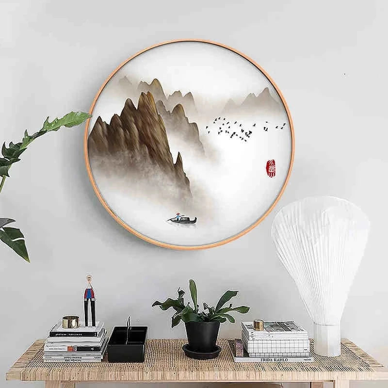 Creative round wooden photo frame diy wood wall hanging picture frames art paintings holder home living room decoration