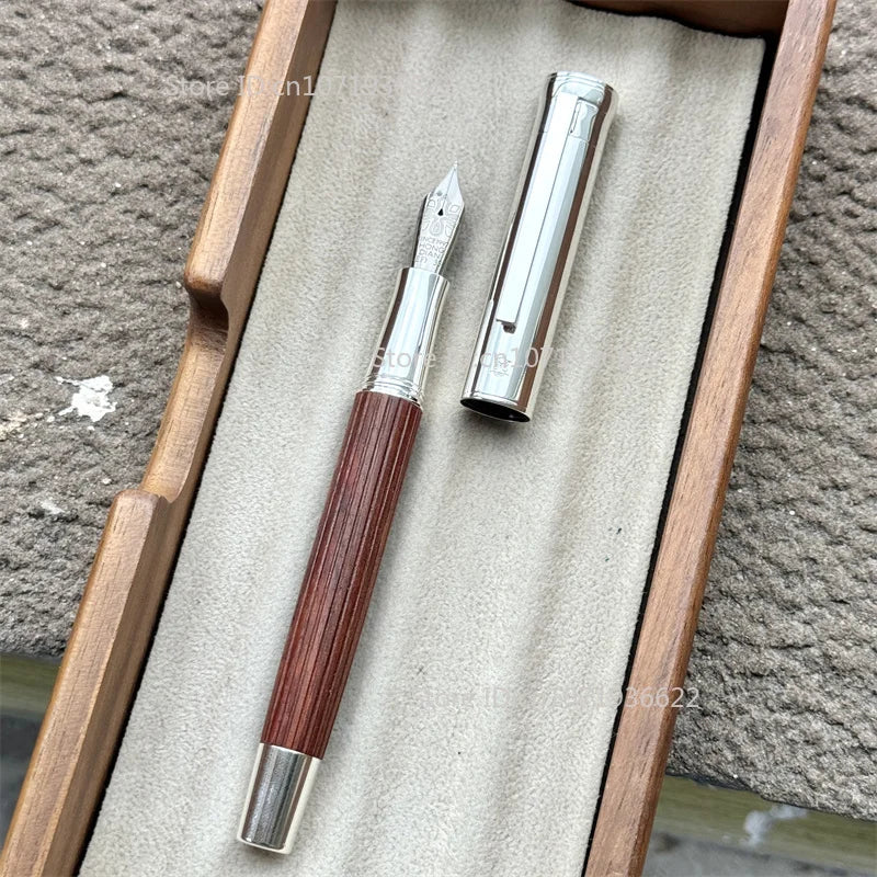 Classic retro hongdian 1866 balck wood fountain pen soft elastic 6# blade nib writing ink school office supplies gifts