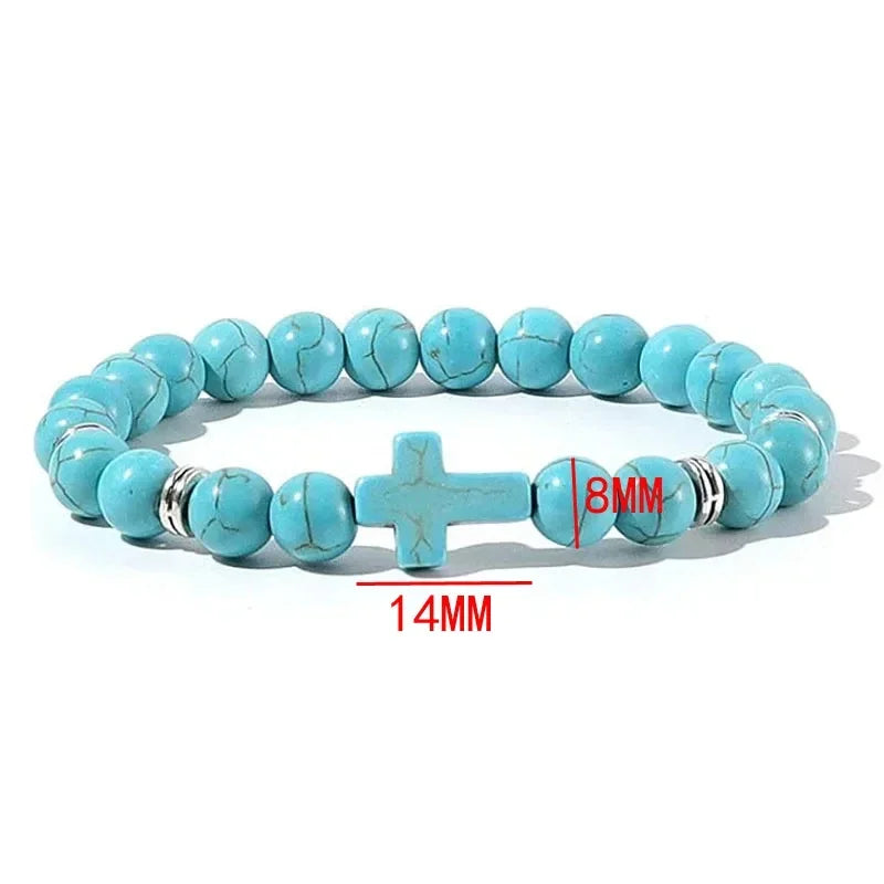 Prayer men natural stone wood beads rosary hematite cross bracelets onyx meditation bracelet women yoga jewelry homme
