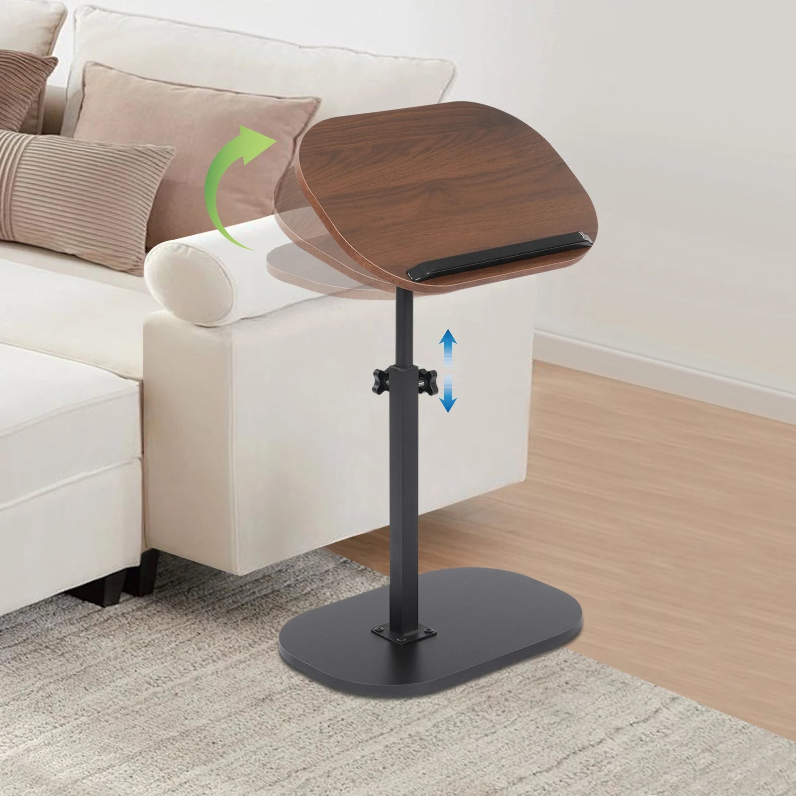 C-shaped side table small coffee height adjustable with 320 ° tiltable & 360° rotatable tabletop