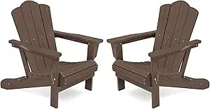 Kingyes 2-piece folding adirondack chair set - durable hdpe patio chairs with wooden texture for outdoor use - united