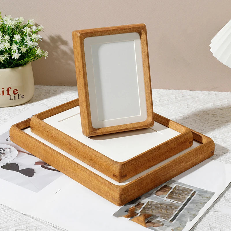Solid wood black walnut mortise and tenon round corner picture frame elegant couple’s photo display stand home decor