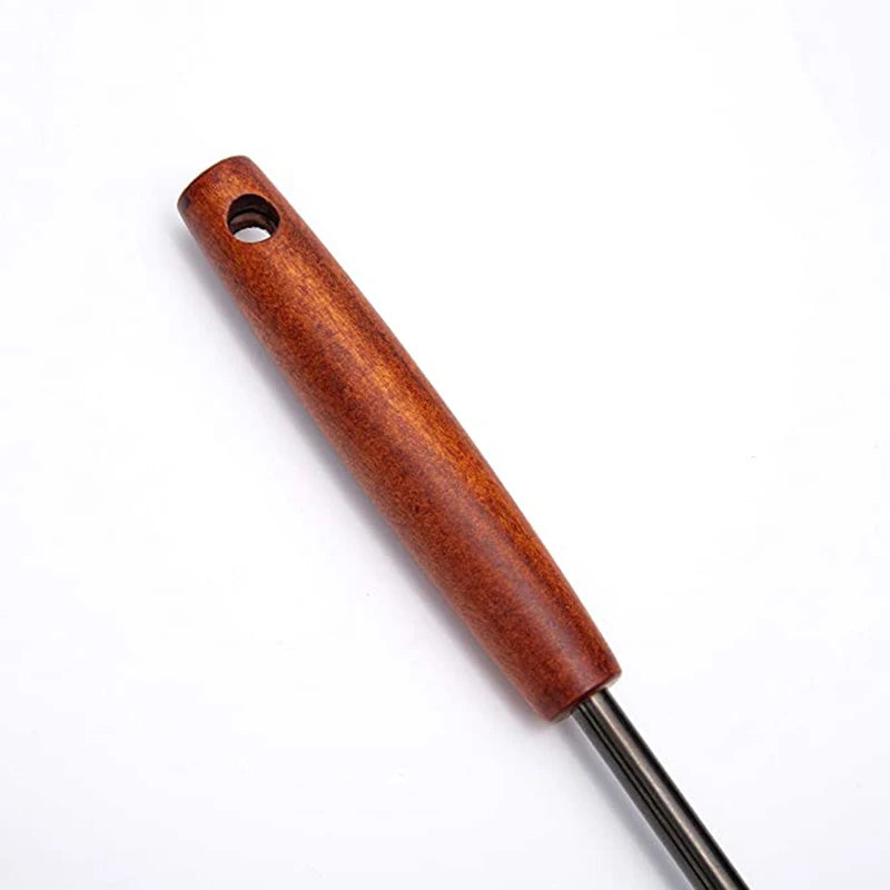 Stainless steel solid turner soup spoon wok spatula ladle with wooden handle - cooking utensils