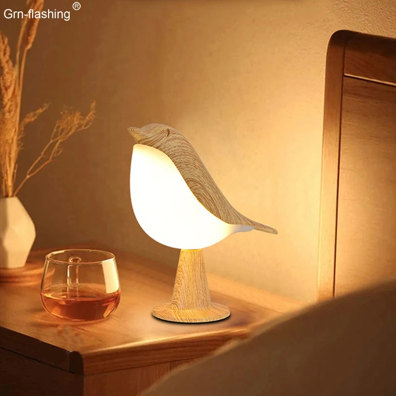 3 colors bedside lamp creative touch switch wooden bird night lights dimming brightness bedroom table reading decor home