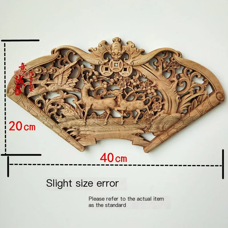 Traditional chinese woodcarving wall hanging camphor wood 3d exquisite dragon phoenix flower carving craft home