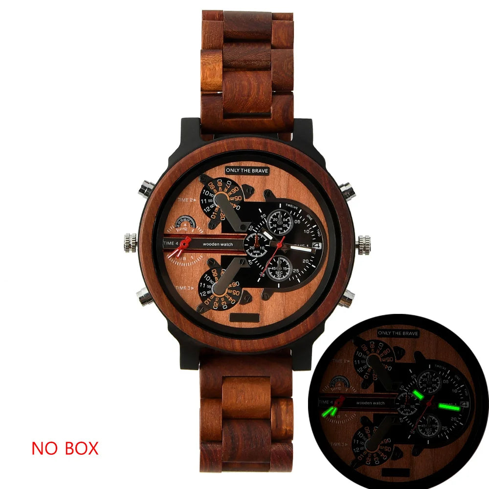 Big face wrist watches men large wood watch man fashion men’s quartz wristwatches strap dress dual clock wooden