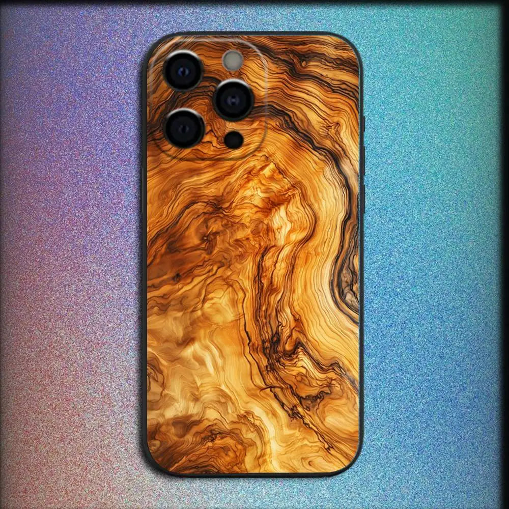 Natural wood phone case for iphone 17,16,15,14,13,12,pro,max,plus,e,se4,air,mini black cover - z2 / iphone13promax