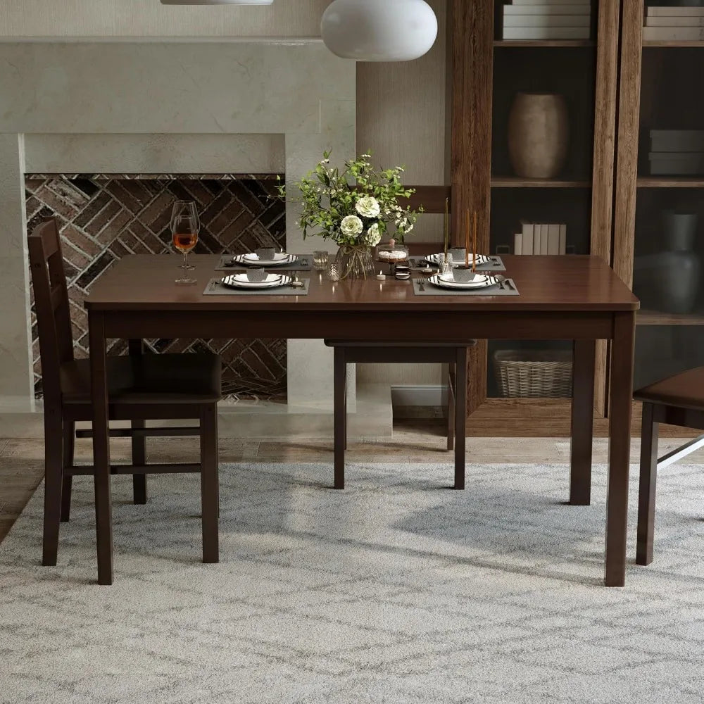 Solid wood dining table for 4-6 people 46’’ rectangular kitchen room apartment living restaurant (united states / brown