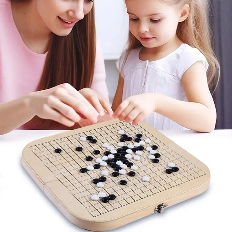 Go game foldable black and white weiqi chessman chess set children puzzle board wooden toys gifts - cn