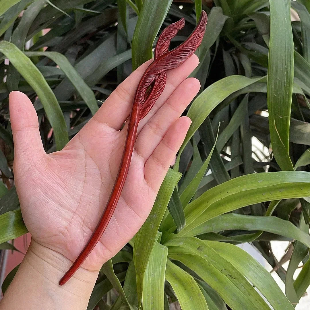 Chinese retro style peach wood handmade carved hairpin hollow out hair stick women styling tools accessories - united